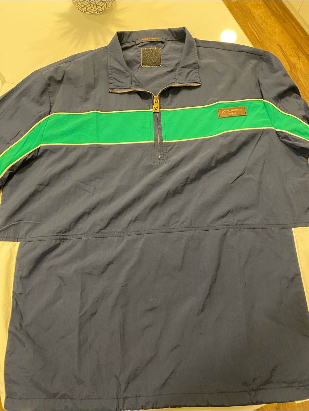 Louis Vuitton Navy and Green Quarter-Zip Nylon Shirt Jacket